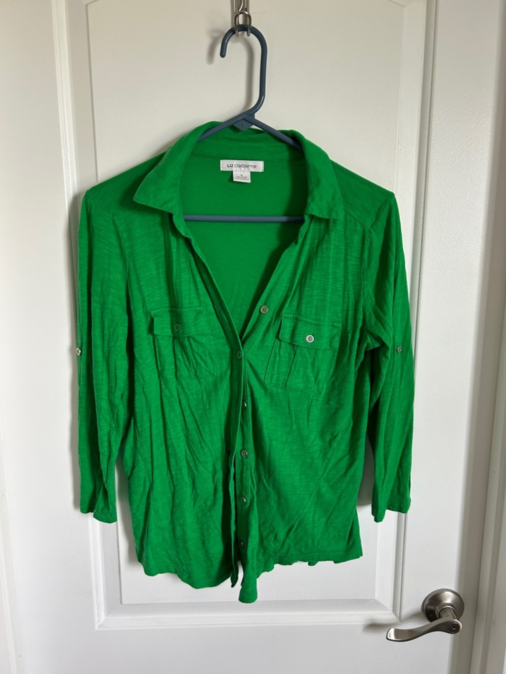 Liz Claiborne Green Button-Up Cardigan